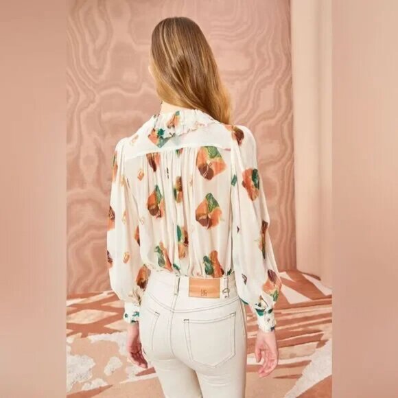 ULLA JOHNSON Pippa Aurora Genuine 100% Silk Blouse Size 10 - Picture 4 of 9